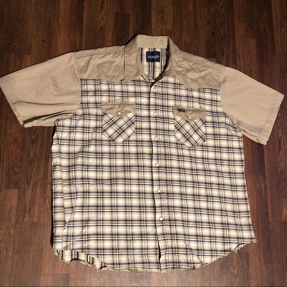 Wrangler Pearl Snap XXL Beige w/ Plaid